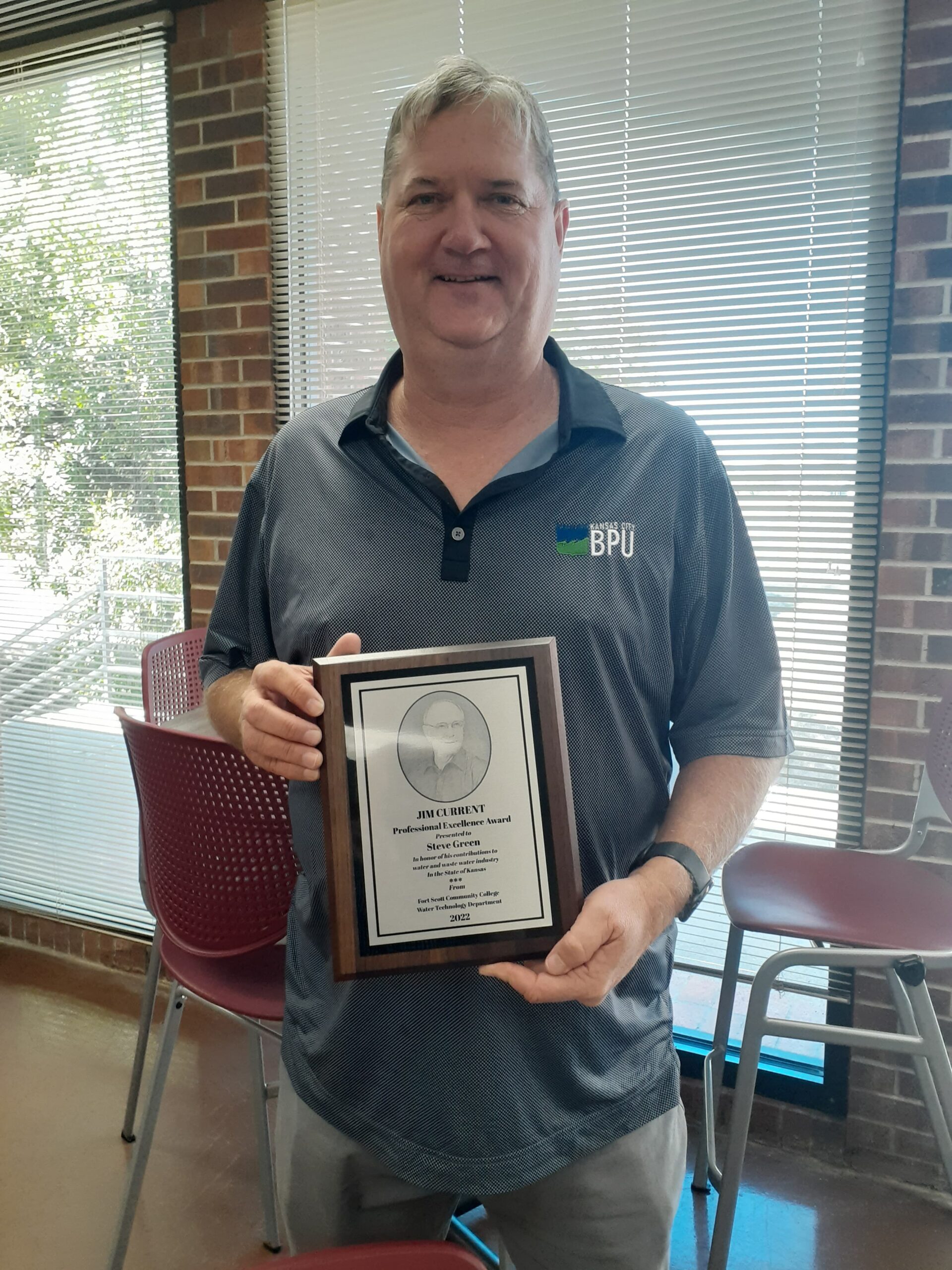 Photo of Steve Green with Jim Current Award