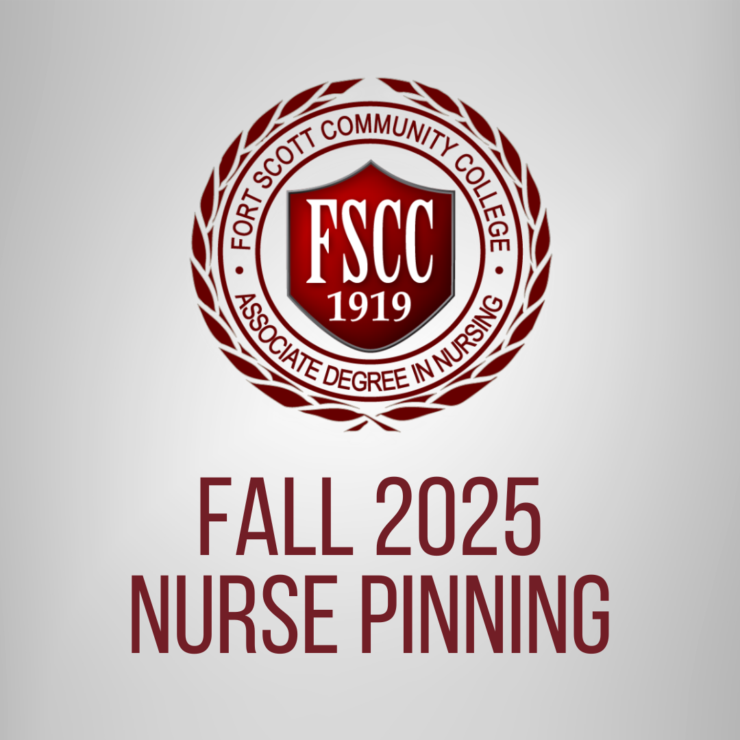 Graphic with the Nursing FSCC Seal and the type: "Fall 2025 Nurse Pinning." With light gray background.
