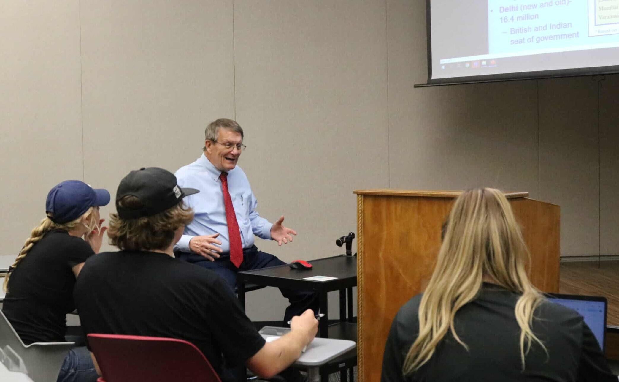 Photo of Judge Hart in the classroom teaching students