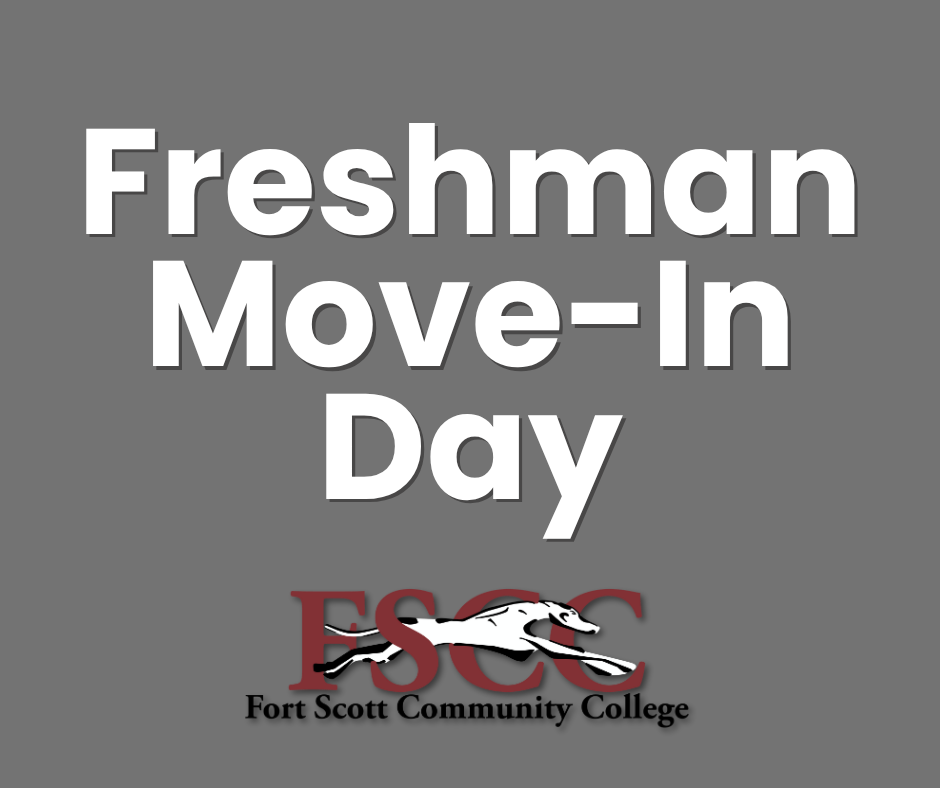 Graphic with the FSCC logo at the bottom, dark gray background and saying: "Freshman Move-in"