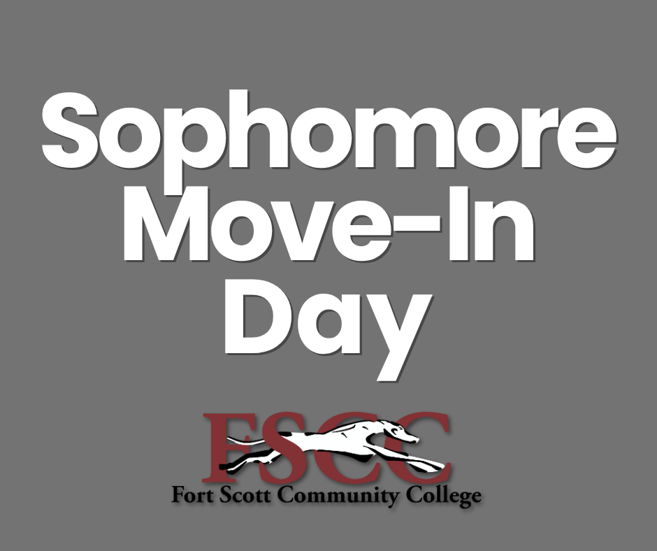 Graphic with the FSCC logo at the bottom, dark gray background and saying: "Sophomore Move-in"