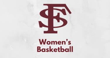 Graphic with FS logo and Women's Basketball. Maroon letters on a gray background